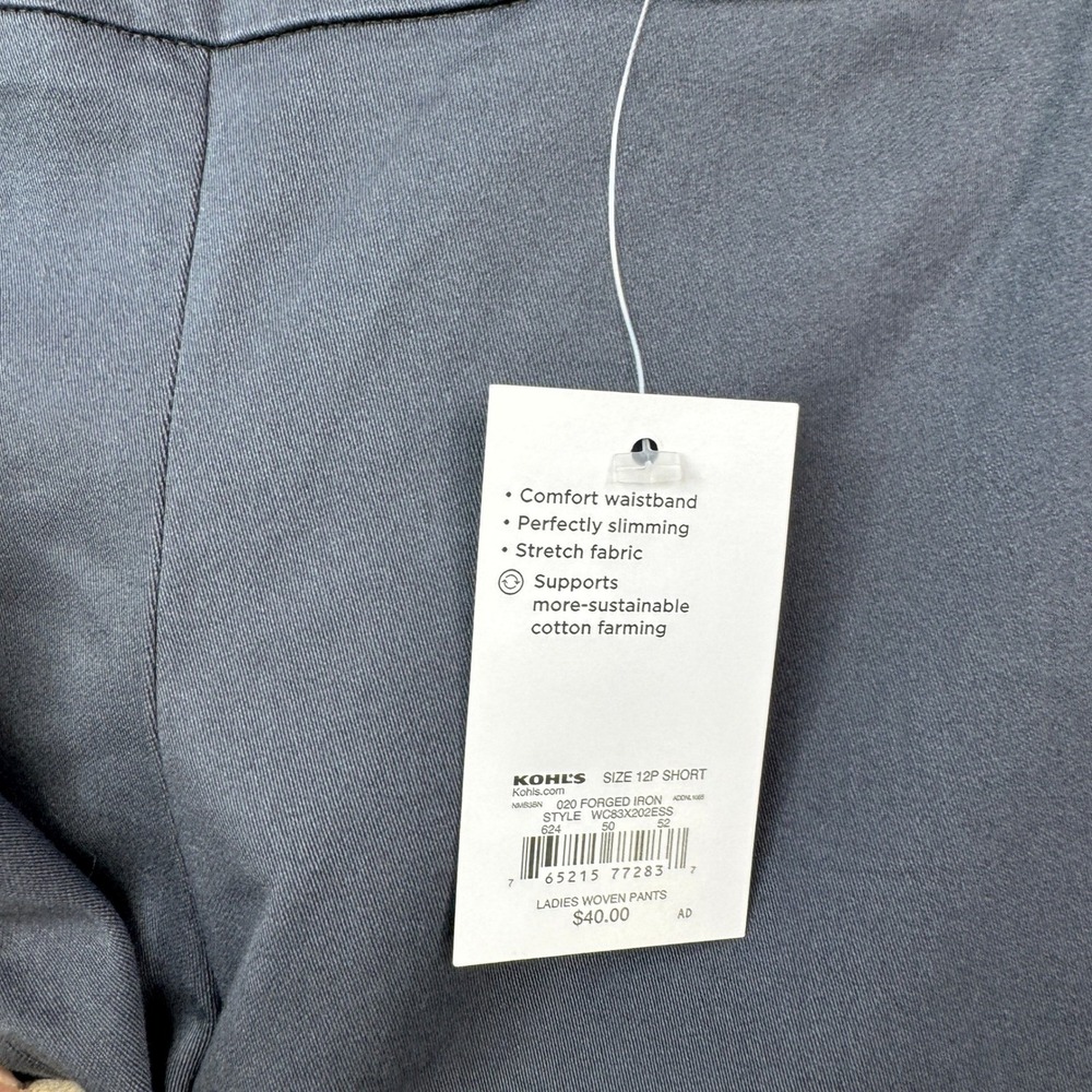 Croft & Barrow Straight Leg Pants 12P Short Gray New Officecore Business Casual - Picture 5 of 8